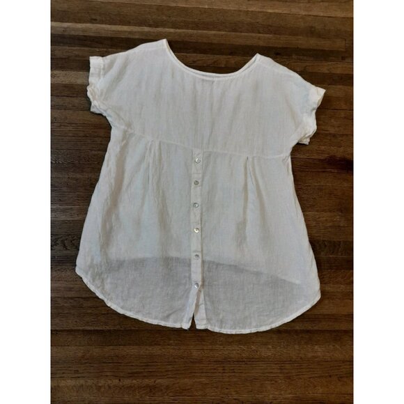 Terzo Millennio Womens Linen Quiet Luxury Beach Vacation Hi Lo Sz Small Top - Picture 2 of 7